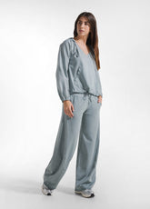 TUTA FELPA E PANTALONE A VITA BASSA CON DETTAGLI SATINATI VERDE - Tute e Comfort Sets | DEHA