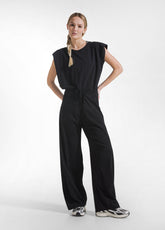 TUTA JUMPSUIT IN JERSEY CON APERTURA SUL RETRO NERO - Cotone Organico | DEHA
