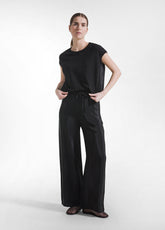 COMPLETO TOP E PANTALONI PALAZZO IN MISTO SETA-COTONE NERO - Everyday Sets | DEHA