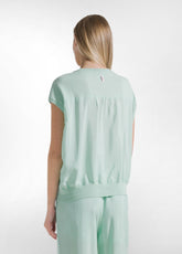 COMPLETO TOP E PANTALONI PALAZZO IN MISTO SETA-COTONE VERDE - | DEHA