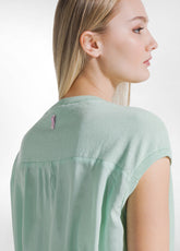 COMPLETO TOP E PANTALONI PALAZZO IN MISTO SETA-COTONE VERDE - | DEHA
