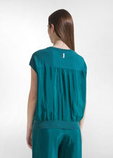 TOP IN SETA COMBINATA VERDE - PEACOCK GREEN | DEHA