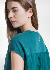 TOP IN SETA COMBINATA VERDE - PEACOCK GREEN | DEHA