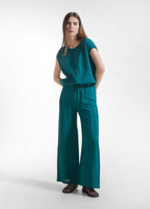 TOP IN SETA COMBINATA VERDE - PEACOCK GREEN | DEHA