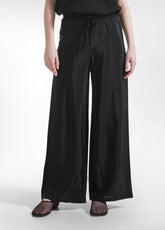 COMPLETO TOP E PANTALONI PALAZZO IN MISTO SETA-COTONE NERO - | DEHA