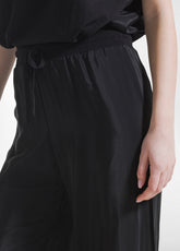 PANTALONI PALAZZO IN SATIN NERO - BLACK | DEHA