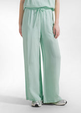 COMPLETO TOP E PANTALONI PALAZZO IN MISTO SETA-COTONE VERDE - | DEHA