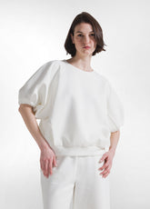 FELPA IN SCUBA DI COTONE CON PIEGHE BIANCO | DEHA