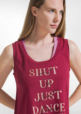 TOP CON STAMPA GRAFICA IN JERSEY ORGANICO ROSSO - CHERRY RED | DEHA