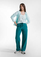 TOP CON STAMPA GRAFICA IN JERSEY ORGANICO BLU - AQUA BLUE | DEHA