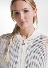 Cotton Full-Zip Sweatshirt With Mesh Effect - Whit - MILK WHITE | DEHA