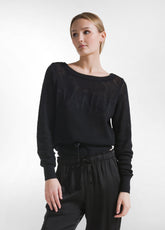 MAGLIA IN COTONE EFFETTO RETE NERO - BLACK | DEHA