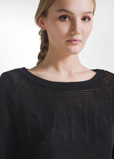 MAGLIA IN COTONE EFFETTO RETE NERO - BLACK | DEHA