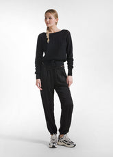 MAGLIA IN COTONE EFFETTO RETE NERO - BLACK | DEHA