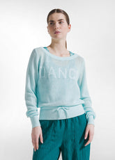 MAGLIA IN COTONE EFFETTO RETE BLU | DEHA
