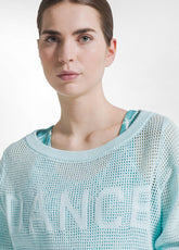 MAGLIA IN COTONE EFFETTO RETE BLU - AQUA BLUE | DEHA