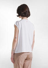 Top With Satin Sleeves And Jersey Body - White - WHITE | DEHA