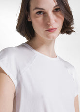 Top With Satin Sleeves And Jersey Body - White - WHITE | DEHA