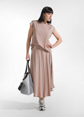 COMPLETO TOP E GONNA IN SATIN MARRONE - Tute e Set Coordinati | DEHA