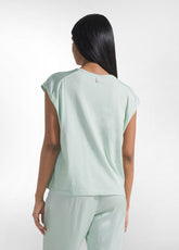 COMPLETO TOP E PANTALONI JOGGER IN JERSEY E SATIN VERDE - | DEHA