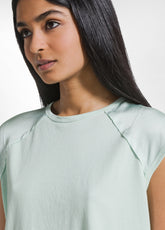 COMPLETO TOP E PANTALONI JOGGER IN JERSEY E SATIN VERDE - | DEHA