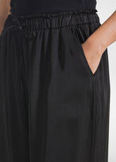 PANTALONI PALAZZO IN SATIN NERO - BLACK | DEHA