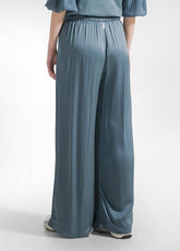 Satin Palazzo Pants - Green - TEAL GREEN | DEHA