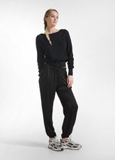 PANTALONI JOGGER IN SATIN NERO - BLACK | DEHA