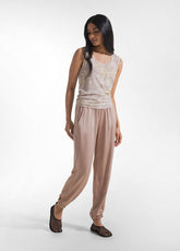 PANTALONI JOGGER IN SATIN MARRONE - KHAKI BROWN | DEHA