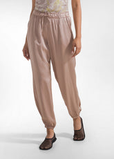 PANTALONI JOGGER IN SATIN MARRONE - KHAKI BROWN | DEHA