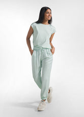 PANTALONI JOGGER IN SATIN VERDE - JADE GREEN | DEHA