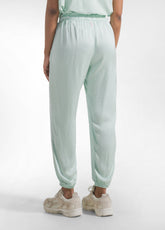 COMPLETO TOP E PANTALONI JOGGER IN JERSEY E SATIN VERDE - | DEHA