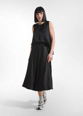 Satin-Top Mit Gerafften Details - Schwarz - BLACK | DEHA