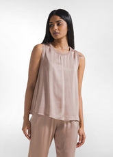 TOP IN SATIN CON DETTAGLIO ARRICCIATO MARRONE - KHAKI BROWN | DEHA