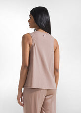 TOP IN SATIN CON DETTAGLIO ARRICCIATO MARRONE - KHAKI BROWN | DEHA