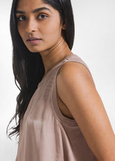 TOP IN SATIN CON DETTAGLIO ARRICCIATO MARRONE - KHAKI BROWN | DEHA