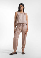 COMPLETO TOP E JOGGER IN SATIN MARRONE - Tute e Set Coordinati | DEHA