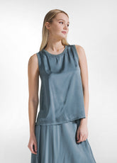 GREEN SATIN TOP AND SKIRT SET - | DEHA