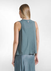 GREEN SATIN TOP AND SKIRT SET - | DEHA