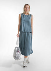 COMPLETO TOP E GONNA IN SATIN VERDE - Tute e Set Coordinati | DEHA