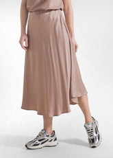 GONNA IN SATIN MARRONE - KHAKI BROWN | DEHA