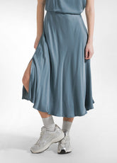 GREEN SATIN TOP AND SKIRT SET - | DEHA