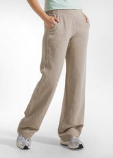 PANTALONI DRITTI IN LINO FIAMMATO BEIGE - CLAY BEIGE | DEHA