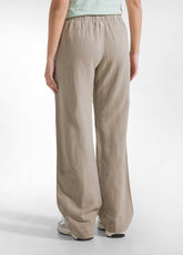 COMPLETO BOMBER IN LINO CON MAINCHE SATIN E PANTALONI DRITTI IN LINO FIAMMATO BEIGE - | DEHA