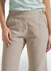 COMPLETO BOMBER IN LINO CON MAINCHE SATIN E PANTALONI DRITTI IN LINO FIAMMATO BEIGE - Everyday Sets | DEHA