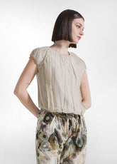 TOP IN COTONE LEGGERO CON STRATI IN SETA BEIGE - CLAY BEIGE | DEHA