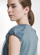 TOP IN COTONE LEGGERO CON STRATI IN SETA VERDE - TEAL GREEN | DEHA