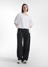 T-SHIRT AMPIA IN COTONE E SETA CON STRATI SOVRAPPOSTI BIANCO - WHITE | DEHA