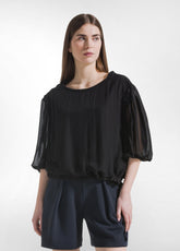 T-SHIRT AMPIA IN COTONE E SETA CON STRATI SOVRAPPOSTI NERO - BLACK | DEHA