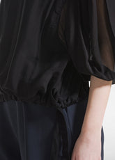 Oversized Baumwolle-Seide-T-Shirt Mit Lagenoptik - Schwarz - BLACK | DEHA